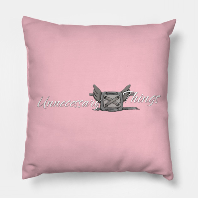 Unnecessary Things - Cursive II Pillow by Lou Johnson