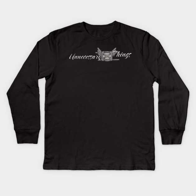 Unnecessary Things - Cursive II Kids Long Sleeve T-Shirt by Lou Johnson