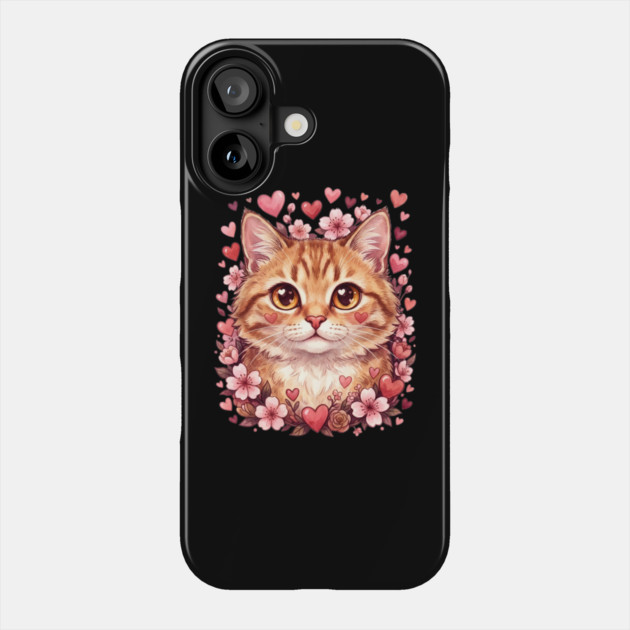 Valentine Cat Phone Case by Creatifly Graphic Tees