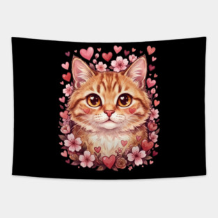 Valentine Cat Tapestry