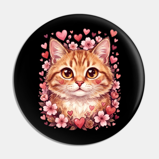 Valentine Cat Pin by Creatifly Graphic Tees