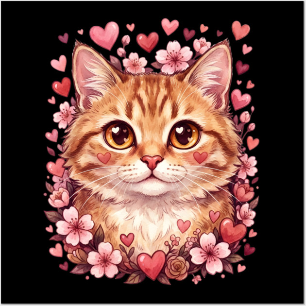 Valentine Cat Wall Art by Creatifly Graphic Tees