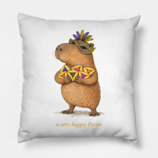 A very happy Purim capybara - funny hamantashen jewish humor costume Pillow