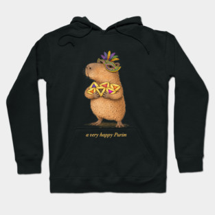 A very happy Purim capybara - funny hamantashen jewish humor costume Hoodie