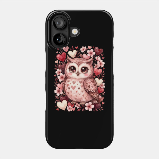 Valentine Cute Owl Bird Phone Case by Creatifly Graphic Tees