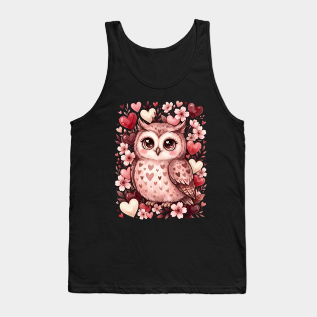 Valentine Cute Owl Bird Tank Top by Creatifly Graphic Tees