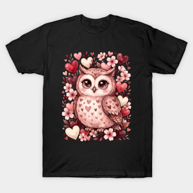 Valentine Cute Owl Bird T-Shirt by Creatifly Graphic Tees