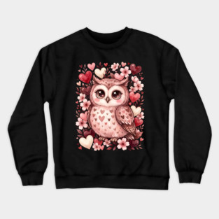 Valentine Cute Owl Bird Crewneck Sweatshirt