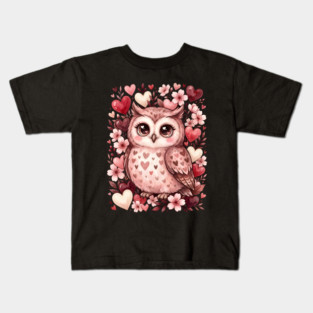 Valentine Cute Owl Bird Kids T-Shirt