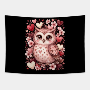 Valentine Cute Owl Bird Tapestry