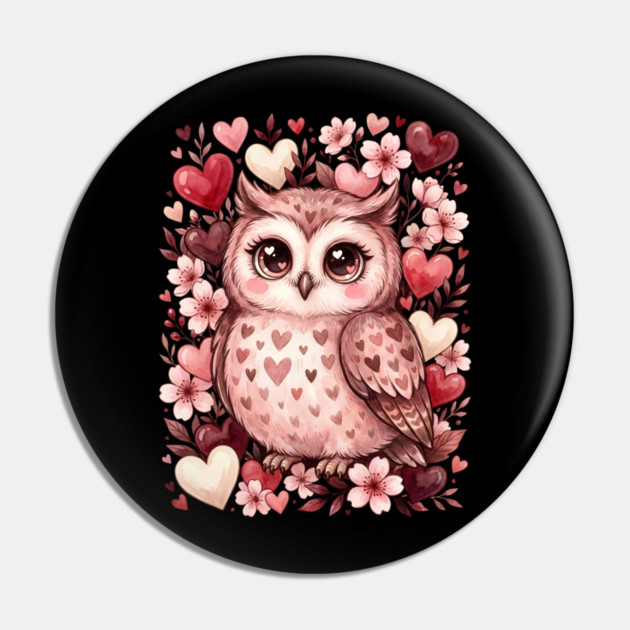 Valentine Cute Owl Bird Pin by Creatifly Graphic Tees