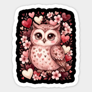 Valentine Cute Owl Bird Sticker