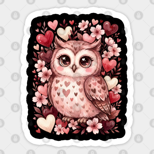 Valentine Cute Owl Bird Sticker by Creatifly Graphic Tees