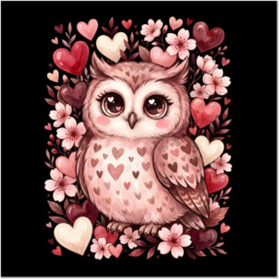 Valentine Cute Owl Bird Posters and Art