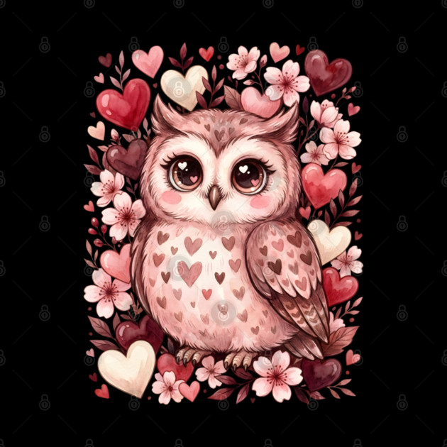 Valentine Cute Owl Bird by Creatifly Graphic Tees