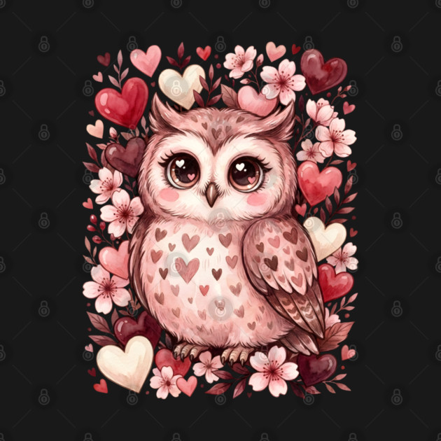 Valentine Cute Owl Bird by Creatifly Graphic Tees