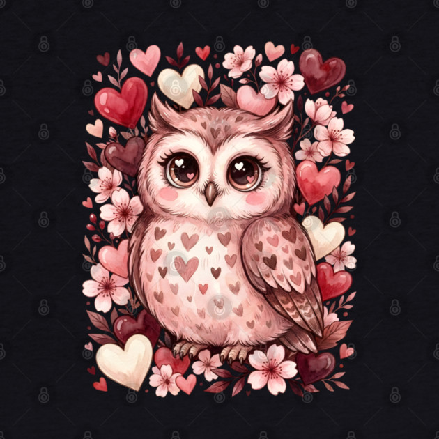 Valentine Cute Owl Bird by Creatifly Graphic Tees