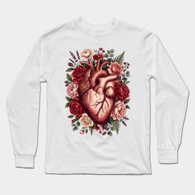 Flower Heart Valentine Long Sleeve T-Shirt by Creatifly Graphic Tees