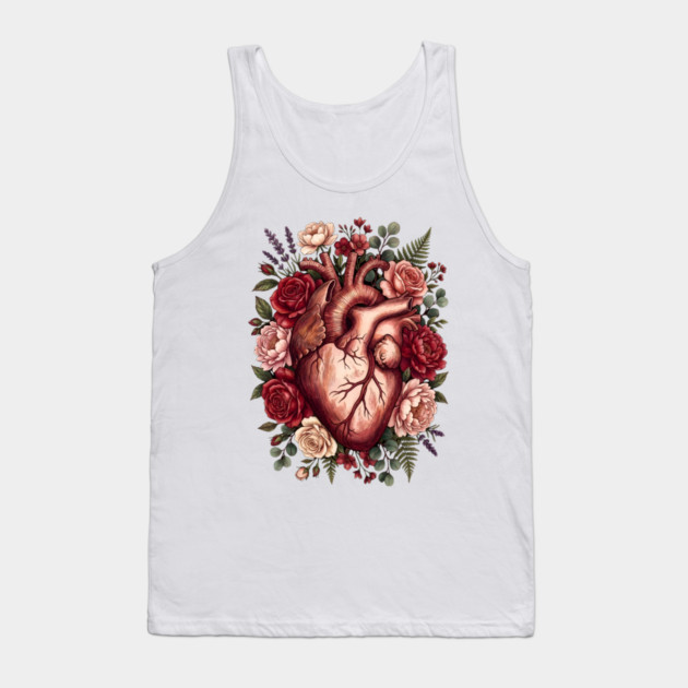 Flower Heart Valentine Tank Top by Creatifly Graphic Tees