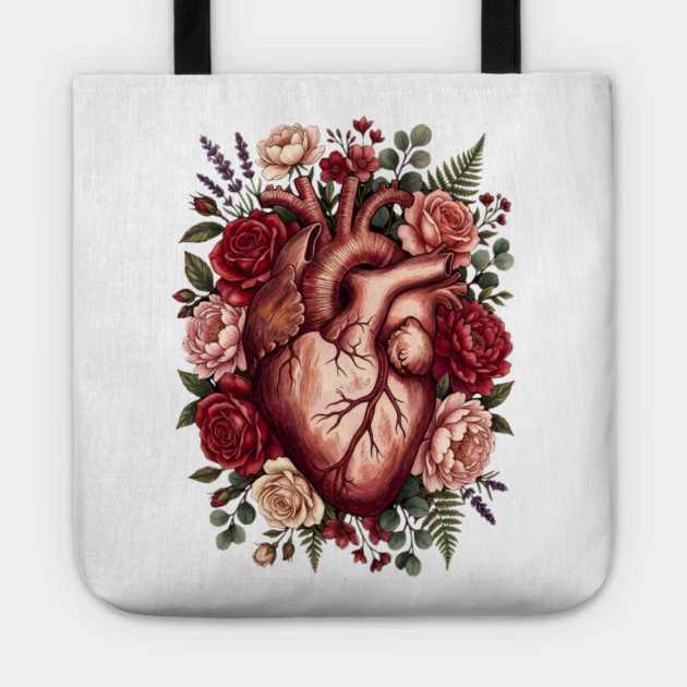Flower Heart Valentine Tote by Creatifly Graphic Tees