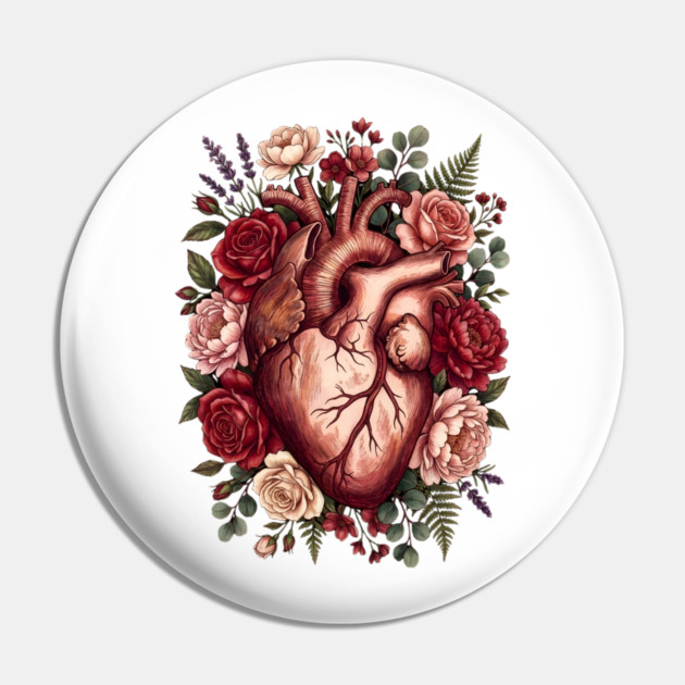 Flower Heart Valentine Pin by Creatifly Graphic Tees