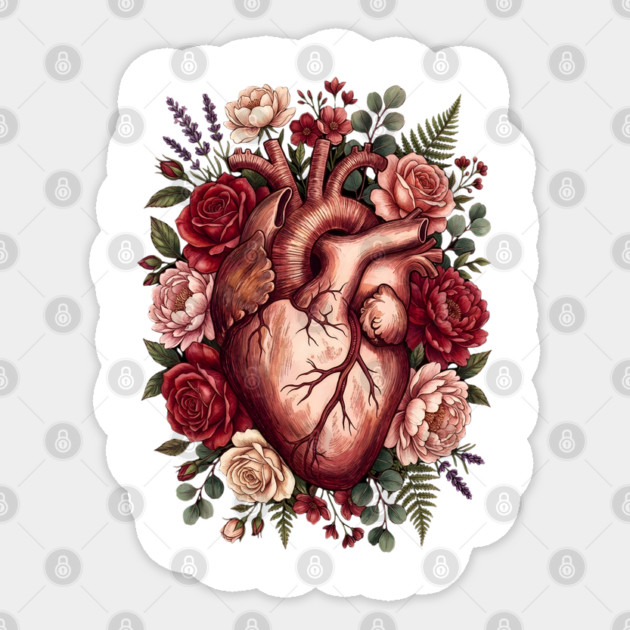 Flower Heart Valentine Sticker by Creatifly Graphic Tees