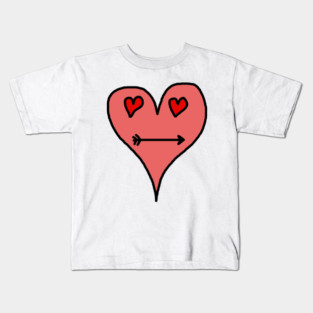 Playful Heart Face with Love Eyes and Arrow Smile Kids T-Shirt