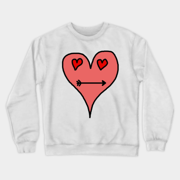 Playful Heart Face with Love Eyes and Arrow Smile Crewneck Sweatshirt by Creatifly Graphic Tees