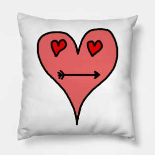 Playful Heart Face with Love Eyes and Arrow Smile Pillow