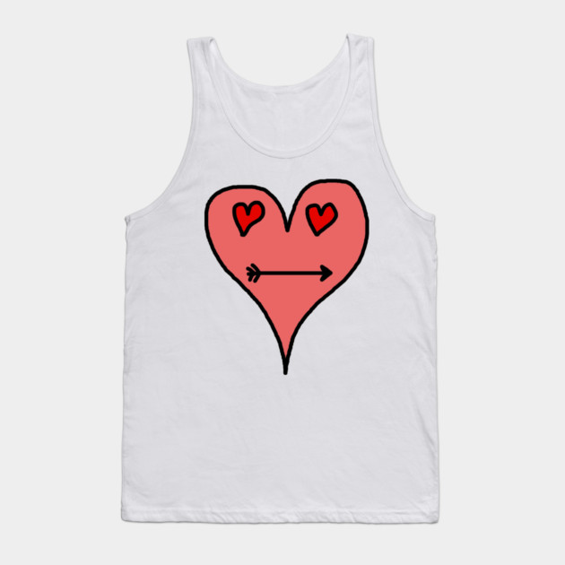 Playful Heart Face with Love Eyes and Arrow Smile Tank Top by Creatifly Graphic Tees