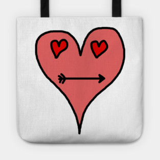 Playful Heart Face with Love Eyes and Arrow Smile Tote