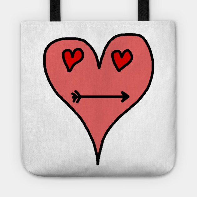 Playful Heart Face with Love Eyes and Arrow Smile Tote by Creatifly Graphic Tees