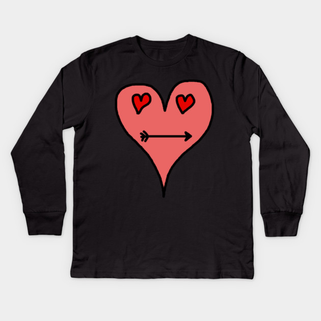 Playful Heart Face with Love Eyes and Arrow Smile Kids Long Sleeve T-Shirt by Creatifly Graphic Tees