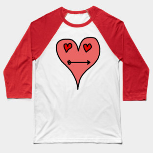 Playful Heart Face with Love Eyes and Arrow Smile Baseball T-Shirt