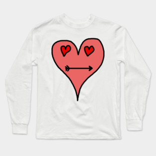 Playful Heart Face with Love Eyes and Arrow Smile Long Sleeve T-Shirt