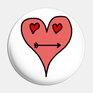 Playful Heart Face with Love Eyes and Arrow Smile Pin