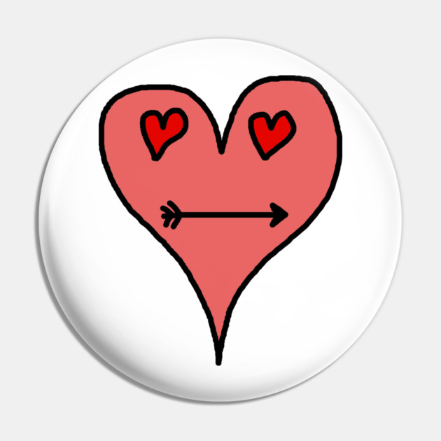 Playful Heart Face with Love Eyes and Arrow Smile Pin by Creatifly Graphic Tees