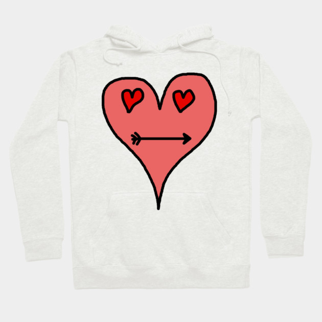 Playful Heart Face with Love Eyes and Arrow Smile Hoodie by Creatifly Graphic Tees