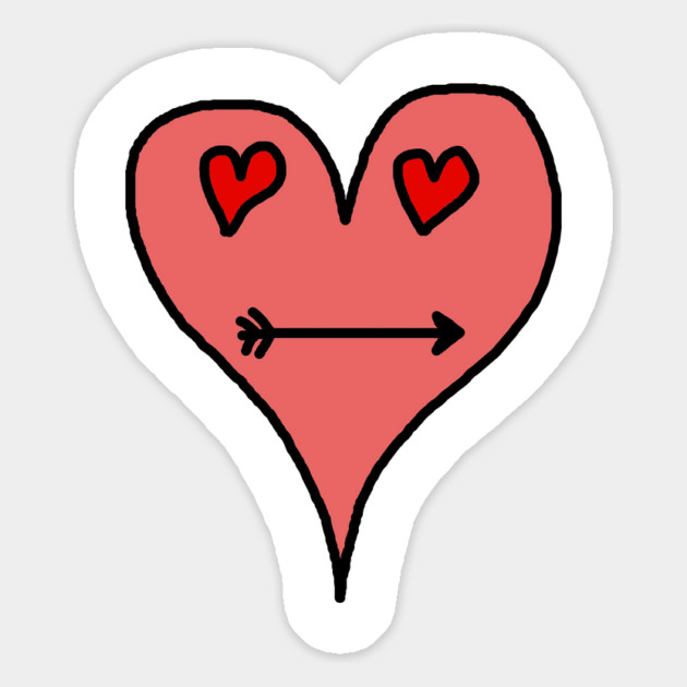 Playful Heart Face with Love Eyes and Arrow Smile Magnet by Creatifly Graphic Tees
