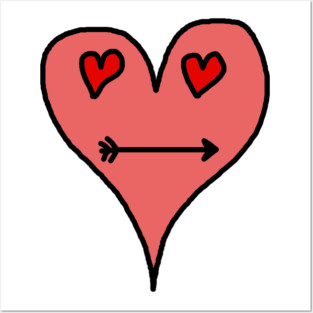 Playful Heart Face with Love Eyes and Arrow Smile Posters and Art