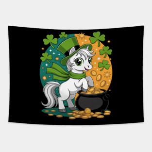 Horse Leprechaun St. Patrick's Day Ireland Flag Irish Girls Tapestry