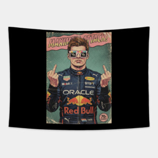 Max Verstappen Middle finger COmics Tapestry