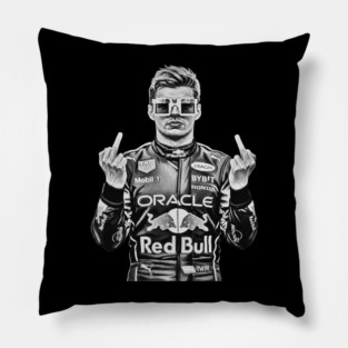 Memem Max Verstappen Middle finger Black white Pillow