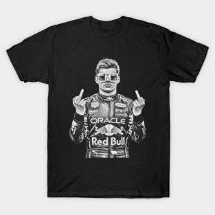 Memem Max Verstappen Middle finger Black white T-Shirt