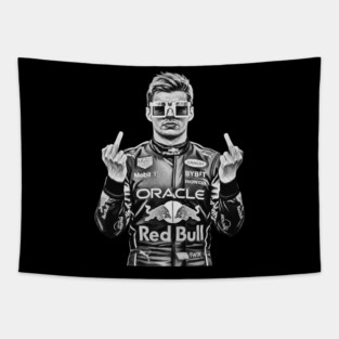 Memem Max Verstappen Middle finger Black white Tapestry