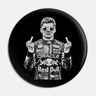 Memem Max Verstappen Middle finger Black white Pin