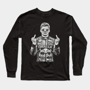 Memem Max Verstappen Middle finger Black white Long Sleeve T-Shirt