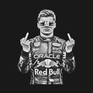 Memem Max Verstappen Middle finger Black white T-Shirt