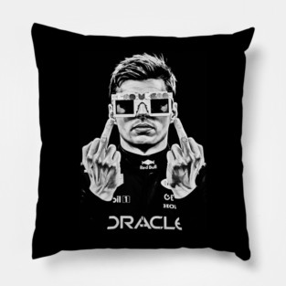 Max Verstappen Middle finger 90s Wgite Pillow