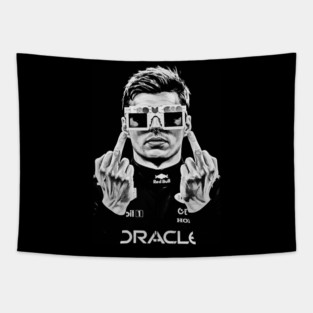 Max Verstappen Middle finger 90s Wgite Tapestry